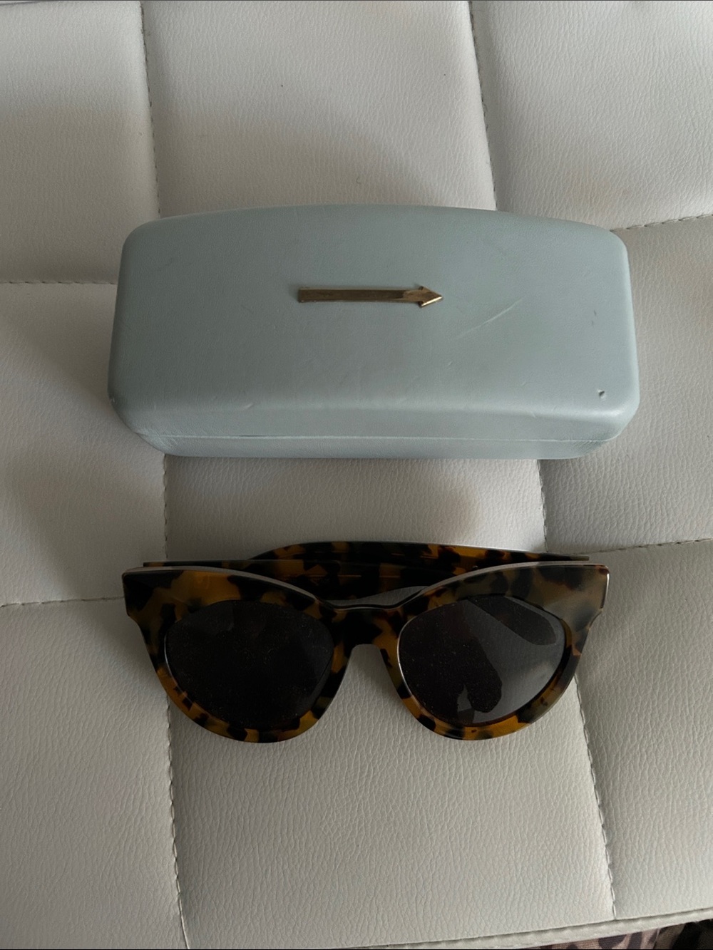 Karen Walker Tortoiseshell Cat Eye Sunglasses with Hard Case